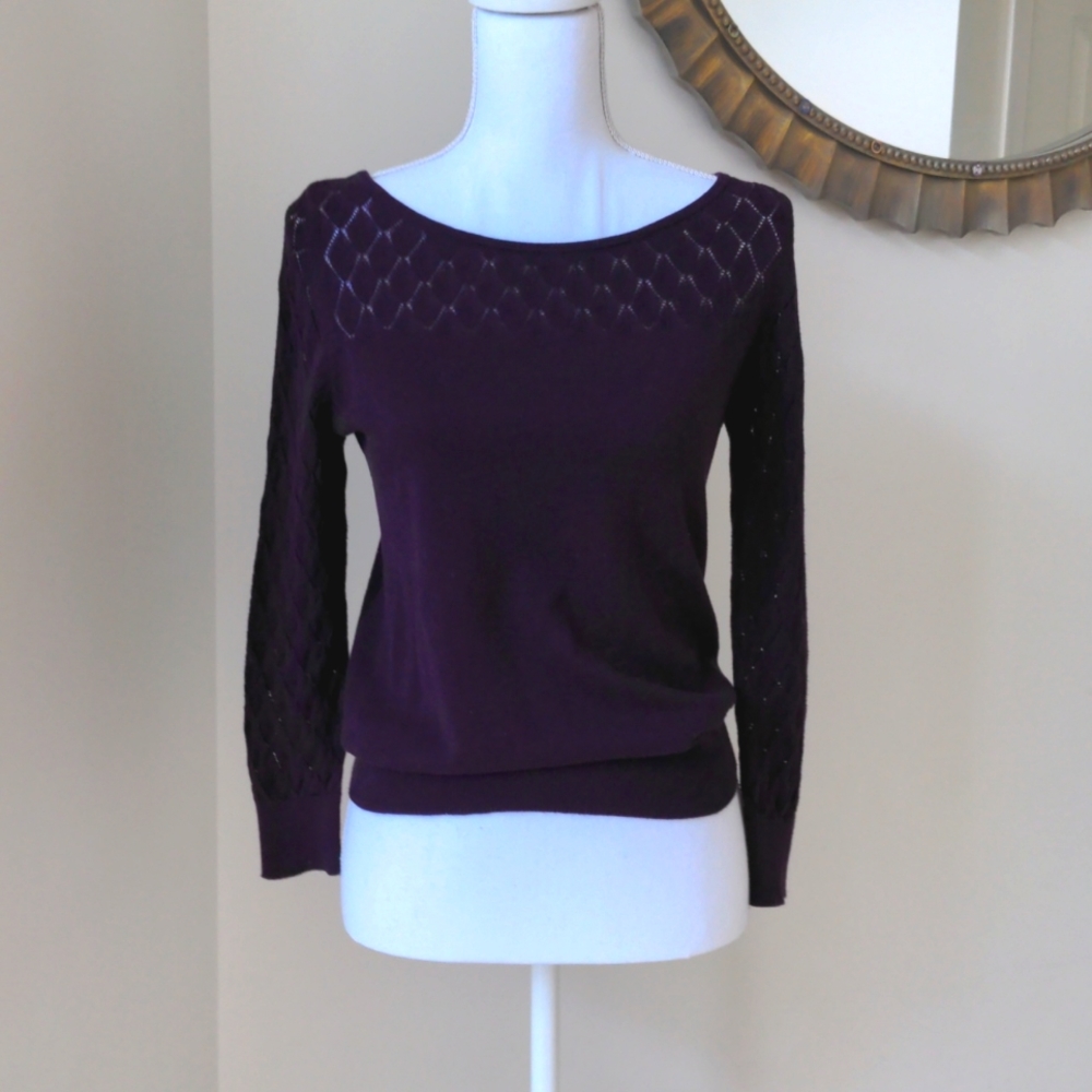 Extra small deep rich purple designed Loft sweater